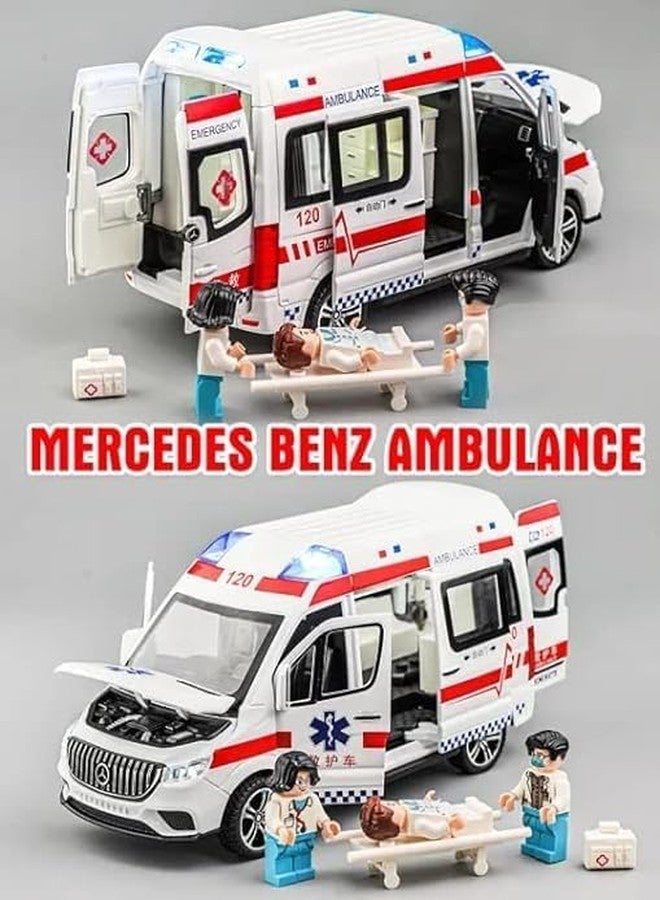 KING FORU Metal Ambulance Van Toy for Kids Friction Powered Vehicle with Lights & Sound Kids Emergency Van City Service Push n Go Vehicles (Ambulance), Pack of 1, Multicolor - Image 3